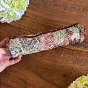 VINTAGE 90s Floral Tapestry Jafra Pencil Pouch Baguette East West Bag
